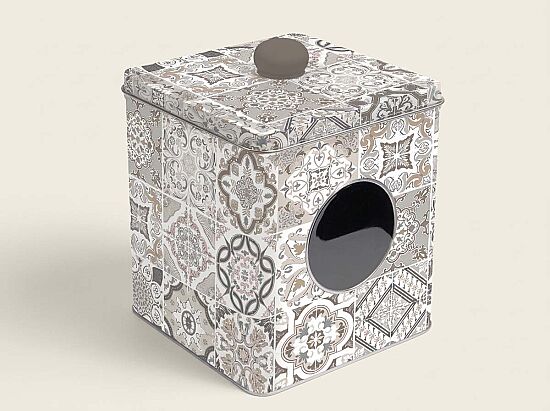 0092 CADG PENCERELİ TENEKE KUTU 13 X 13 X 14,5 CM - GR - 1
