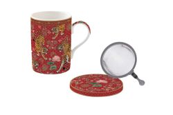 0105 BENG Fine China Porselen Kulplu Bardak Kapaklı ve Metal Demlikli 350 ml - 2