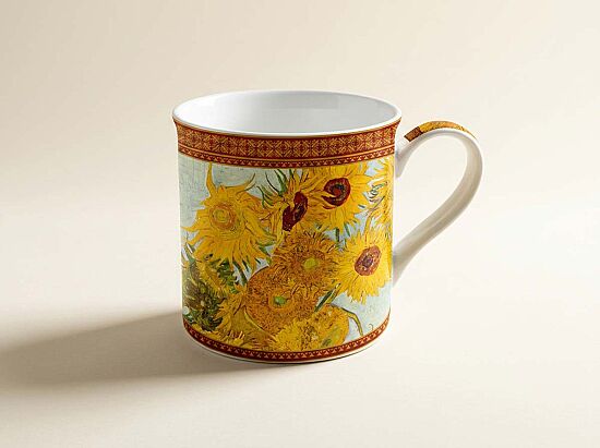 0170 VAN1 Fine China Kulplu Bardak 300 ml - Vase With Twelve Sunflowers - 1