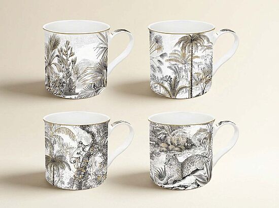 0179 RETR 4'lü Fine China Porselen Kulplu Bardak Seti 300 ml - 1