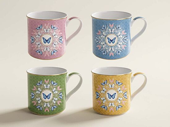 0179 SPAR 4'lü Fine China Porselen Kulplu Bardak Seti 300 ml - 1