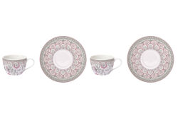 0921 KAPI 2'Lİ PORSELEN KAHVE FİNCAN 110 ML VE TABAĞI SETİ - PEMBE - 2