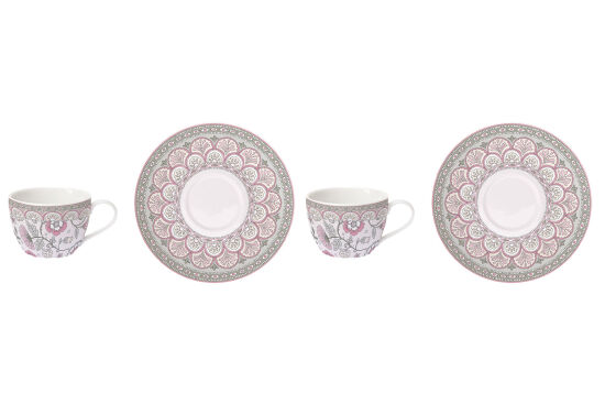 0921 KAPI 2'Lİ PORSELEN KAHVE FİNCAN 110 ML VE TABAĞI SETİ - PEMBE - 2
