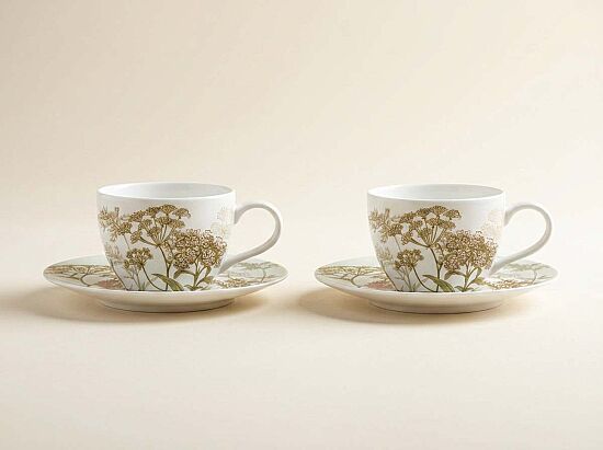 0978 BOTG 2'Lİ PORSELEN ÇAY FİNCANI 240 ML & TABAĞI TAKIMI YEŞİL - 1