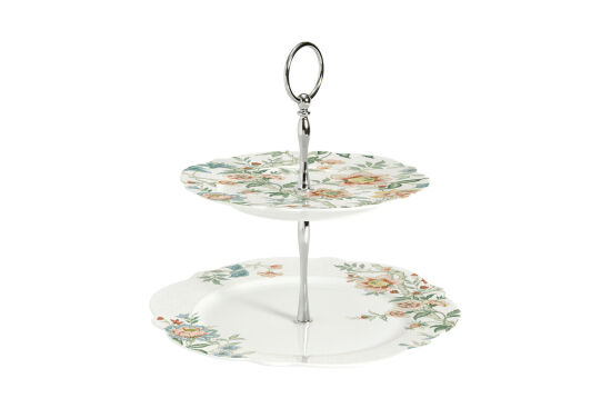 1069 ZENW 2 KATLI PORSELEN SUNUMLUK Ø 20 CM / 26 CM BEYAZ - 2