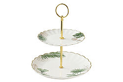 1284 EXOT PORSELEN 2 KATLI PASTA TABAĞI Ø 16CM / Ø 21CM - 2