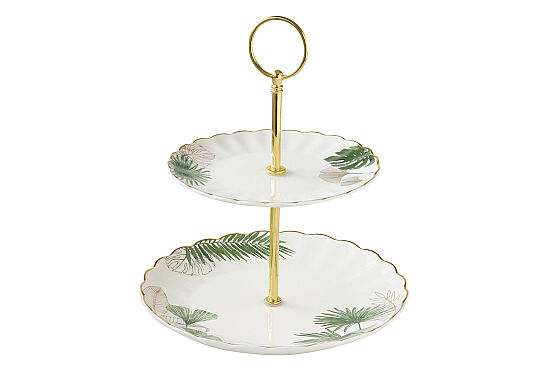 1284 EXOT PORSELEN 2 KATLI PASTA TABAĞI Ø 16CM / Ø 21CM - 2