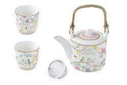 1467 BIME Porselen Çaydanlık ve 2'li Fincan Seti 600 ml / 160 ml - Metal Demlikli - 2