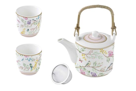 1467 BIME Porselen Çaydanlık ve 2'li Fincan Seti 600 ml / 160 ml - Metal Demlikli - 2