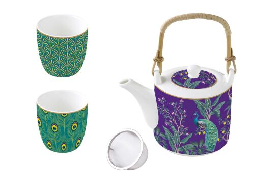 1467 IMPP Porselen Çaydanlık ve 2'li Fincan Seti 600 ml / 160 ml - Metal Demlikli - 2