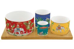 1468 MARA 4 Parça Porselen Meze Seti Bambu Tepsili 29 x 13 cm - 2