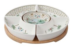1469 PASA 5 Parça Porselen Meze Seti Bambu Tepsili 25 cm - 2