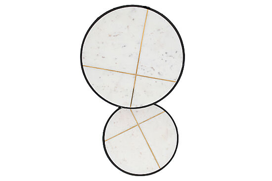 IKILI ZİGON SEHPA - ÜST MERMER - SIYAH - 33x33x50cm-40x40x60cm 56009-S - 3