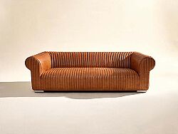 6036-3D UCLU KOLTUK DERI DILIMLI KAHVE 110x260x70cm - KERVAN