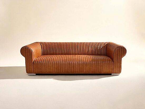 6036-3D UCLU KOLTUK DERI DILIMLI KAHVE 110x260x70cm - 1