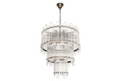784-60 CIZGILI CAMLI AVİZE 60cm KOYU ANTİK - 3