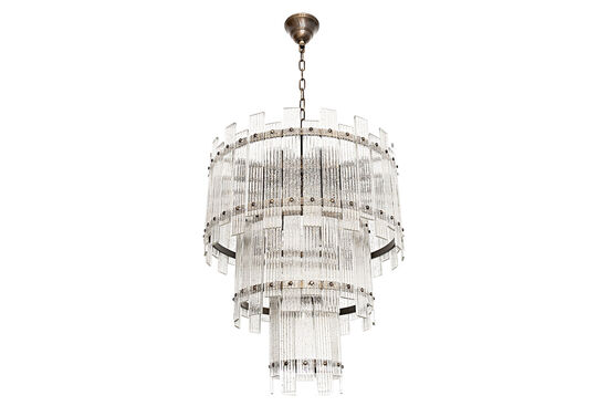 784-60 CIZGILI CAMLI AVİZE 60cm KOYU ANTİK - 3
