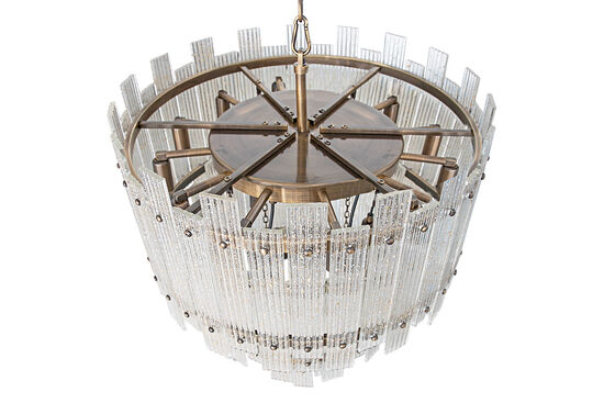 784-60 CIZGILI CAMLI AVİZE 60cm KOYU ANTİK - 4
