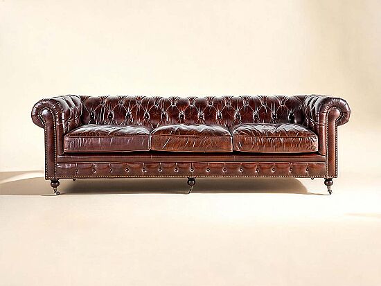 880A-AB-303 CHESTER DERI KOLTUK 4 LU KAHVE 94x303x77cm 611DB - 1