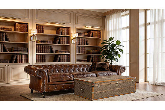 8819-3D CHESTER DERI KOLTUK UCLU KAHVE 89x207x73cm 611DB - 3