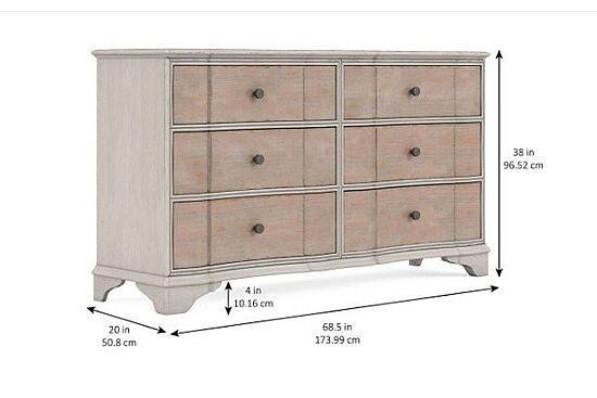 ALCOVE DRESSUAR KREM-KAHVE 6 ÇEKMECE 51x174x96.52cm 321130-2801 - 4