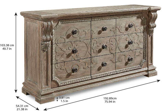 ARCH SALVAGE KONSOL 9 ÇEKMECE 54x193x104cm 233131-2802 - 4