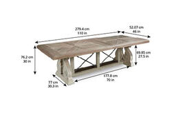 ARCH SALVAGE YEMEK MASASI AÇILIR KAHVE 116,80x280x(345)x76cm 233221-2802TP-BS - 6