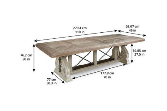 ARCH SALVAGE YEMEK MASASI AÇILIR KAHVE 116,80x280x(345)x76cm 233221-2802TP-BS - 6