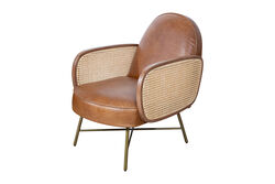BAHIA KOLLU SANDALYE CAMEL 81x60x80cm C0545-1D B65 CUBA BROWN-W65 RATTAN-39 GOLD İRON - 6