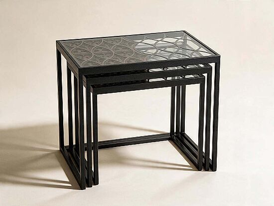 BARESSA-2 UCLU ZİGON ANTIK SEHPA KAHVERENGI 57,5x38,5x50cm - 1