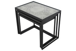 BARESSA-4 UCLU ZİGON ANTIK SEHPA SIYAH 60x40x50cm - 5