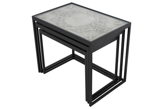 BARESSA-4 UCLU ZİGON ANTIK SEHPA SIYAH 60x40x50cm - 5