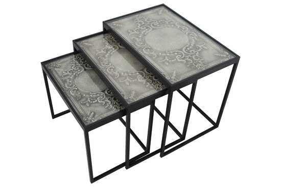 BARESSA-4 UCLU ZİGON ANTIK SEHPA SIYAH 60x40x50cm - 6