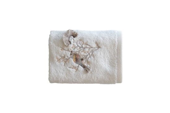 BOMONTİ HAVLU 30X50 KUŞ NAKIŞLI EKRU - 2