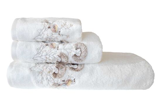 BOMONTİ HAVLU 90X150 KUŞ NAKIŞLI EKRU - 4