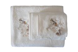 BOMONTİ HAVLU 90X150 KUŞ NAKIŞLI EKRU - 5