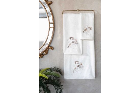 BOMONTİ HAVLU 90X150 KUŞ NAKIŞLI EKRU - 8