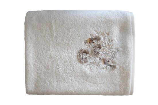 BOMONTİ HAVLU 90X150 KUŞ NAKIŞLI EKRU - 3