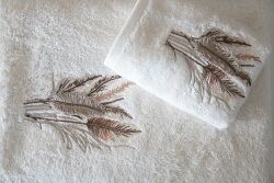 BOMONTİ HAVLU 90X150 TÜY NAKIŞLI EKRU - 5