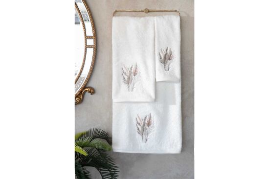 BOMONTİ HAVLU 90X150 TÜY NAKIŞLI EKRU - 8