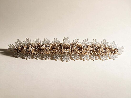 CALBİNA ÇİÇEKLİ RUNNER 25X110 CM KREM - 1