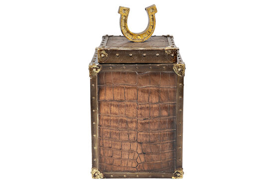 CF1170070-L61 CROCO DEKORATIF KUTU KAHVERENGI 14x14x25.5cm - 3