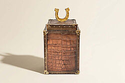 CF1170070-L61 CROCO DEKORATIF KUTU KAHVERENGI 14x14x25.5cm - KERVAN