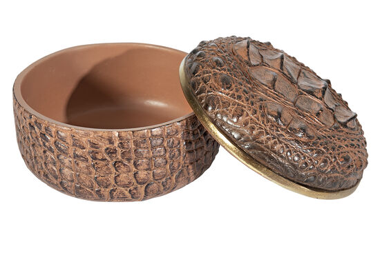 CF1170171-L61 CROCO DEKORATIF KUTU KAHVERENGI 14x14x9cm - 2