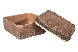 CF1179146-L61 CROCO DEKORATIF KUTU KAHVERENGI 15.5x15.5x9.2cm - 2