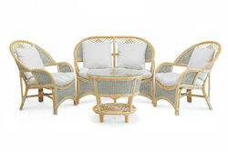 COBANA İKİLİ KOLTUK 125x82x91cm+TEKLİ KOLTUK 75x82x91cm (2 ADET)+ORTA SEHPA 69x69x57cm ESKİTME BEYAZ - 9
