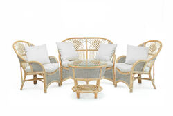 COBANA İKİLİ KOLTUK 125x82x91cm+TEKLİ KOLTUK 75x82x91cm (2 ADET)+ORTA SEHPA 69x69x57cm ESKİTME BEYAZ - 10