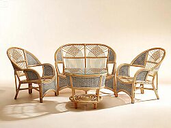 COBANA İKİLİ KOLTUK 125x82x91cm+TEKLİ KOLTUK 75x82x91cm (2 ADET)+ORTA SEHPA 69x69x57cm ESKİTME BEYAZ - KERVAN