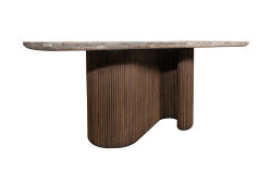 CONCH YEMEK MASASI KAHVERENGİ GRİ MERMER 100x180x76cm DT230042_BND - 3