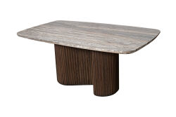 CONCH YEMEK MASASI KAHVERENGİ GRİ MERMER 100x180x76cm DT230042_BND - 2